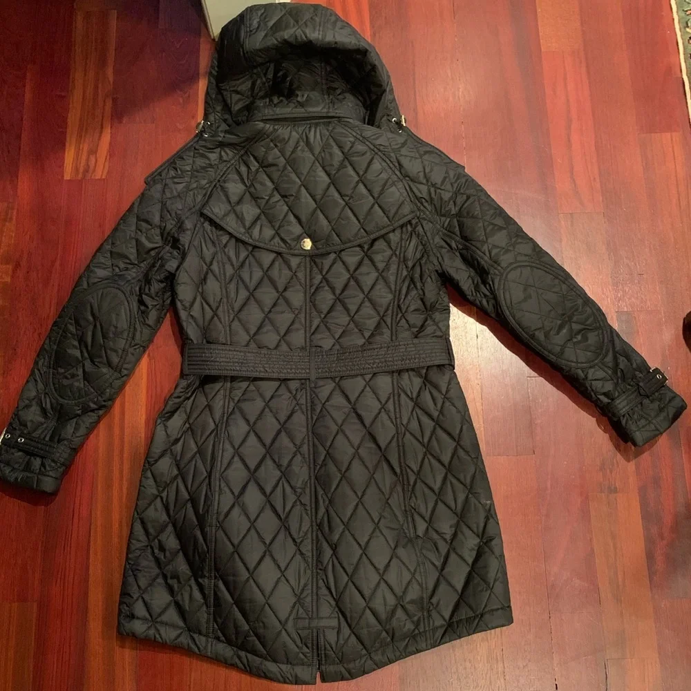 Burberry Black Quilted Belted Trench Coat with Gold Hardware - Picture 7 of 7